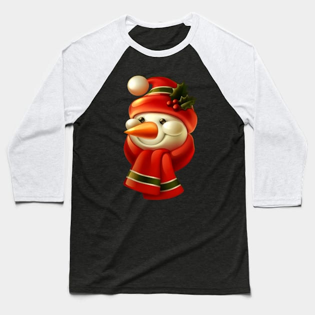 Smiling Snowman Baseball T-Shirt by Balonku